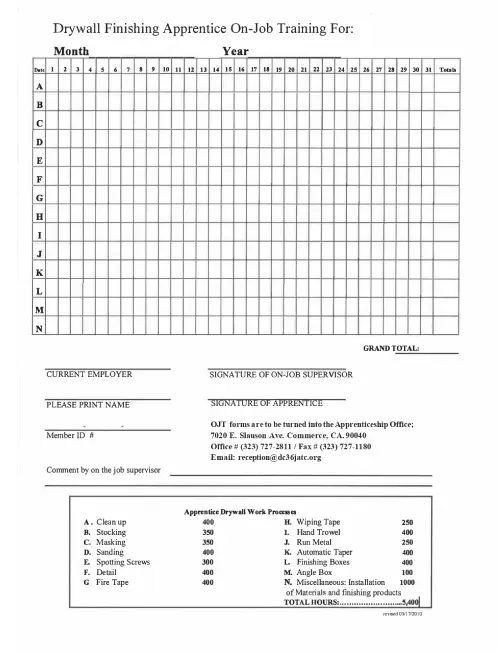 drywall ojt form image